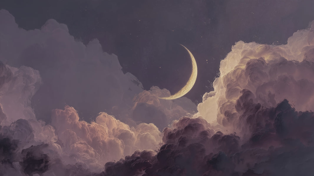 Dreamy Night Wallpaper Purple Removable Moon Wall Mural pattern artwork