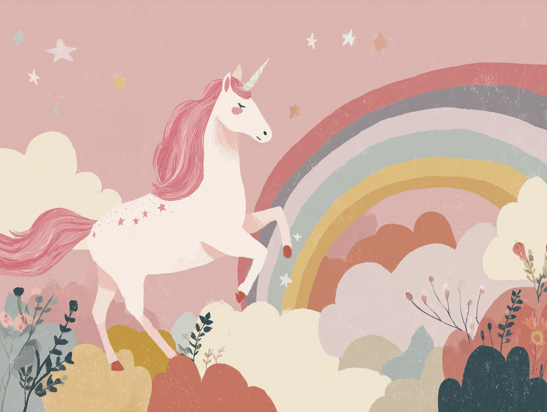 Unicorn Fantasy Wallpaper Rainbow Whimsical Wall Decor pattern artwork