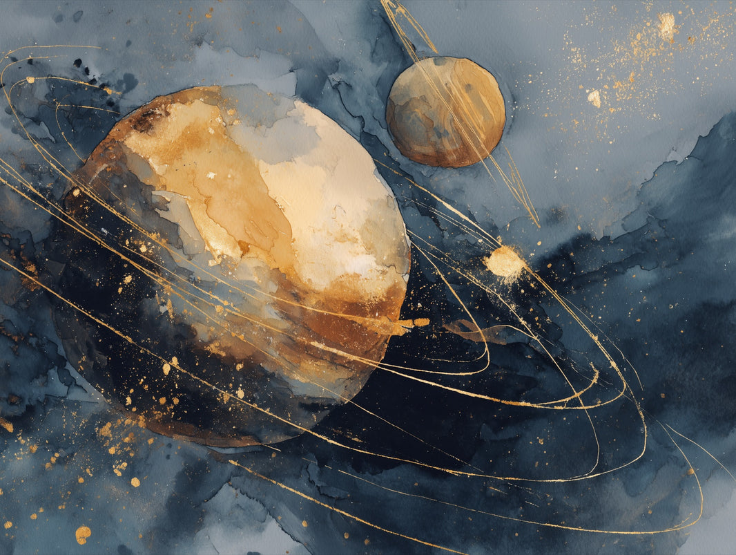 Cosmic Planets Wallpaper Abstract Celestial Wall Mural pattern artwork