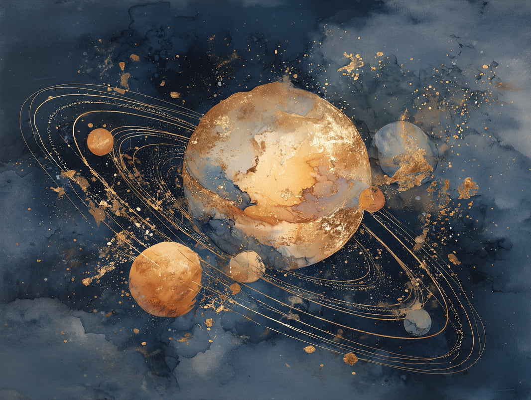 Cosmic Planets Wallpaper Celestial Abstract Wall Decor pattern artwork