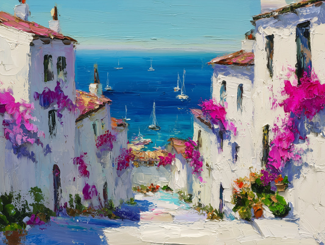 Coastal Wallpaper Mediterranean Removable Bougainvillea Wall Mural pattern artwork