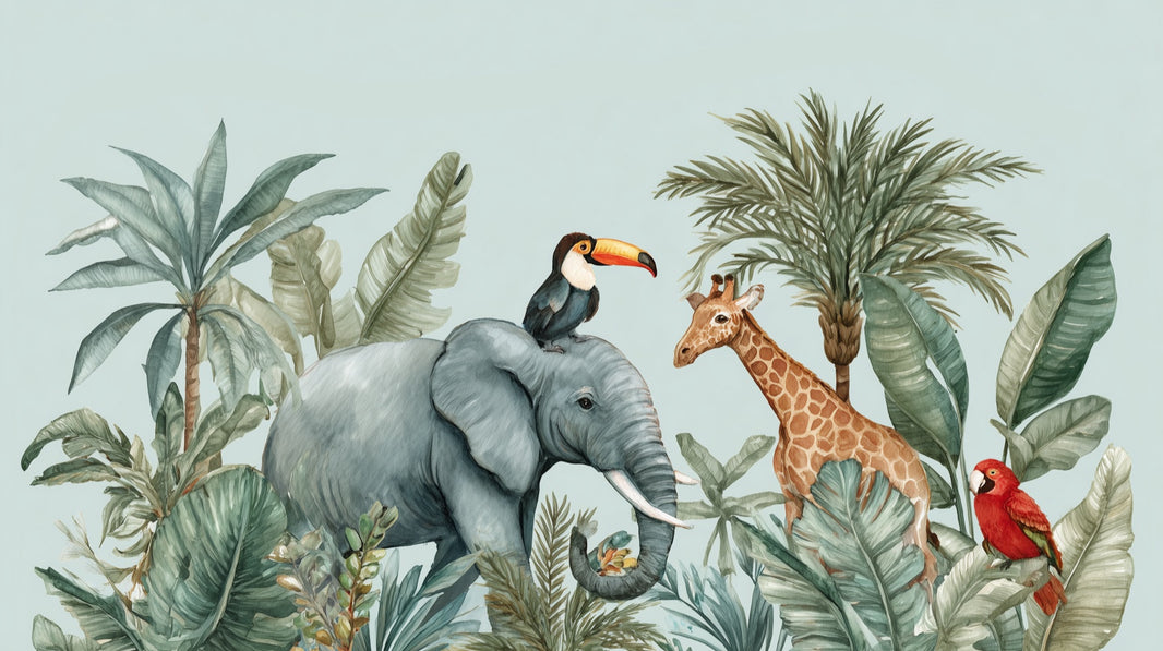 Jungle Wallpaper Animals Tropical Removable Wall Decor pattern artwork