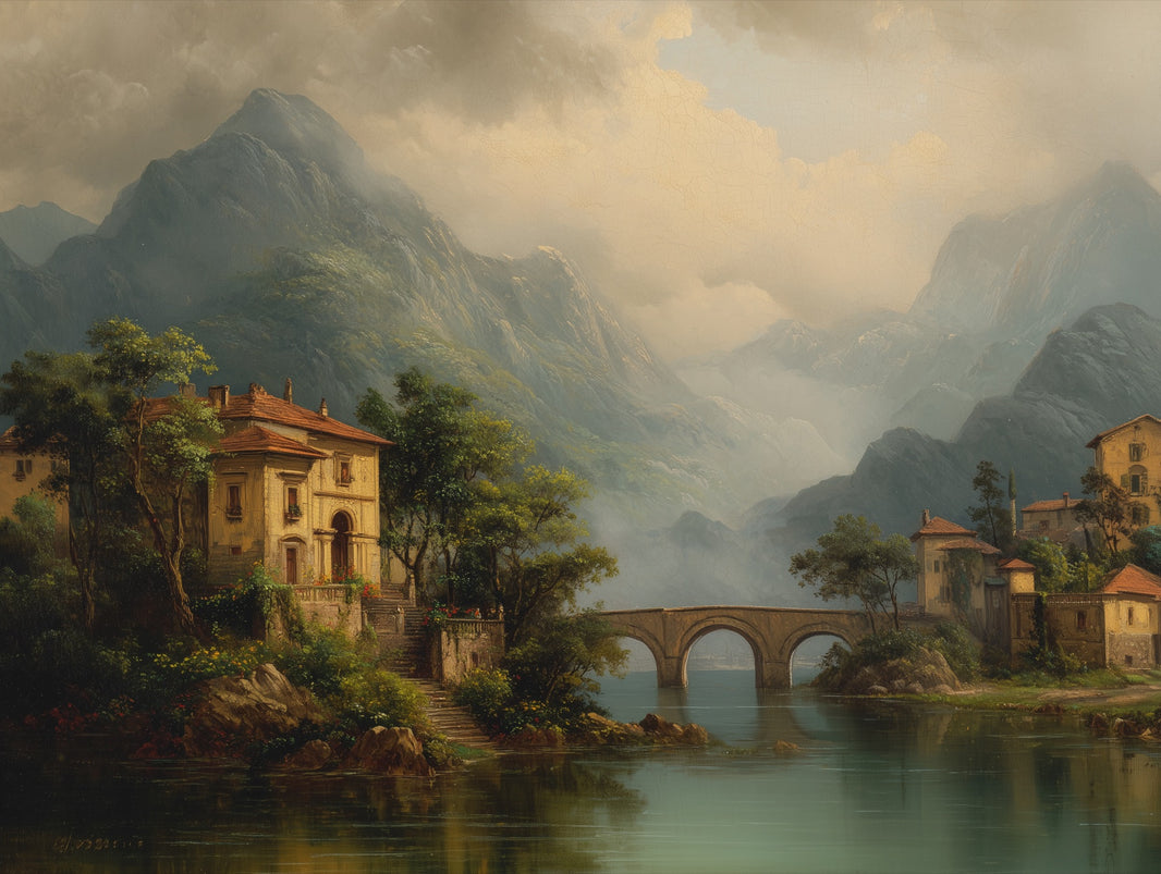 Mediterranean Landscape Wallpaper Mountains Removable Villa Wall Mural pattern artwork