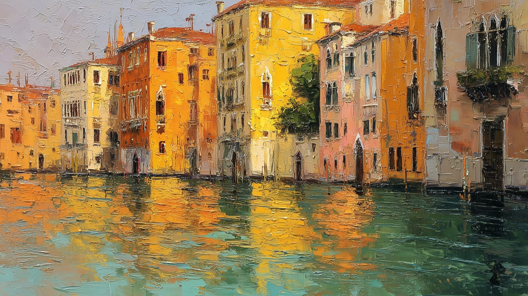Cityscape Wallpaper Canal Reflection Wall Decor pattern artwork