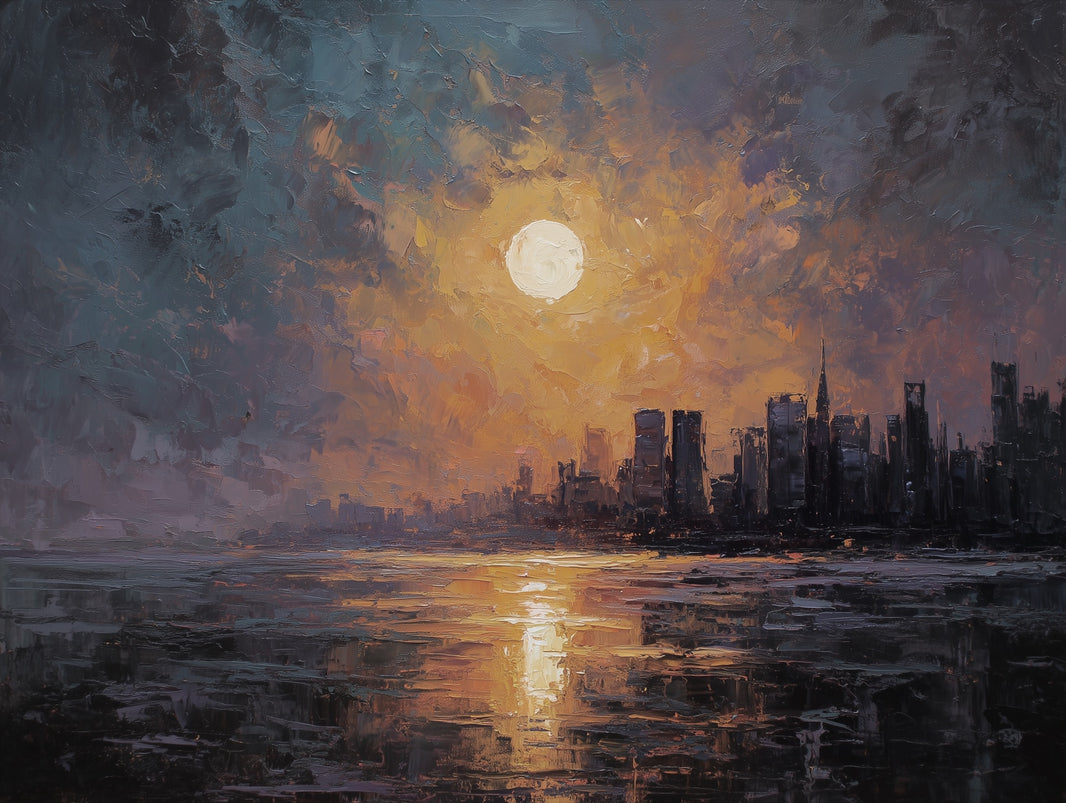 Cityscape Wallpaper Sunset Abstract Removable Wall Decor pattern artwork