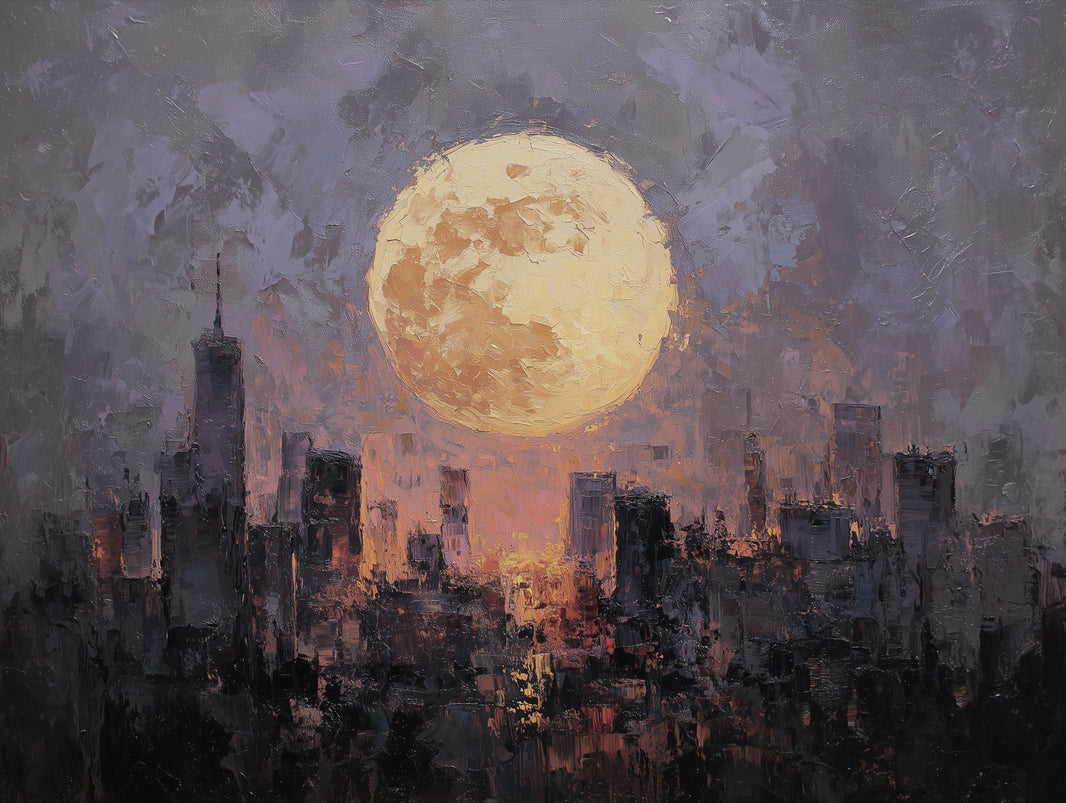 Cityscape Wallpaper Moon Removable Skyline Wall Mural pattern artwork