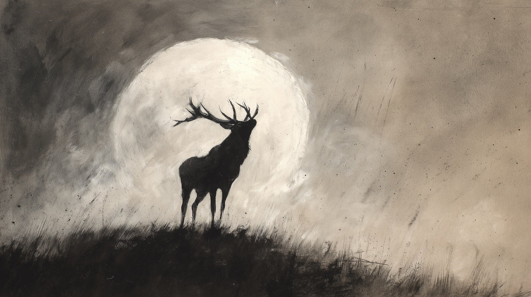 Stag Silhouette Wallpaper Moon Abstract Wall Decor pattern artwork