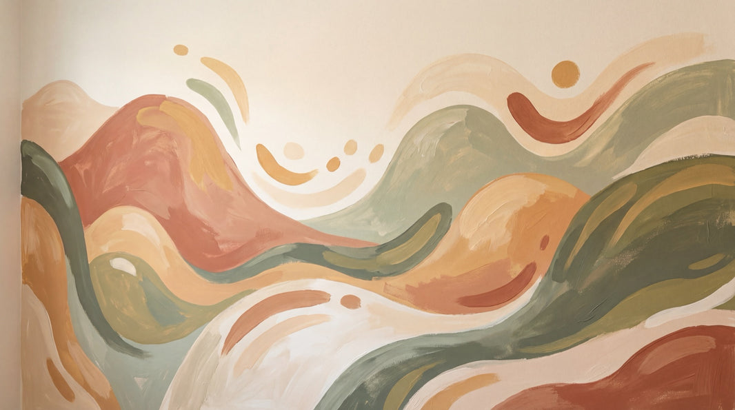 Abstract Landscape Wallpaper Rolling Hills Earth Tones Wall Mural pattern artwork