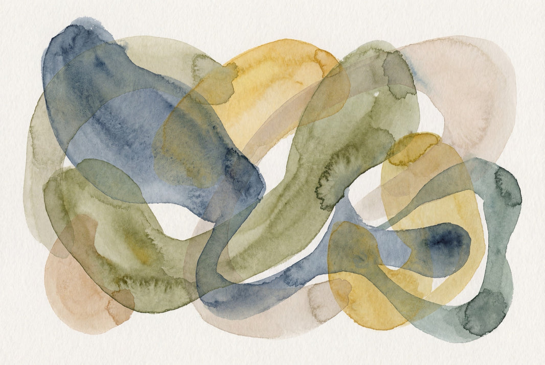 Abstract Watercolor Wallpaper Overlapping Loops Organic Shapes Wall Mural pattern artwork