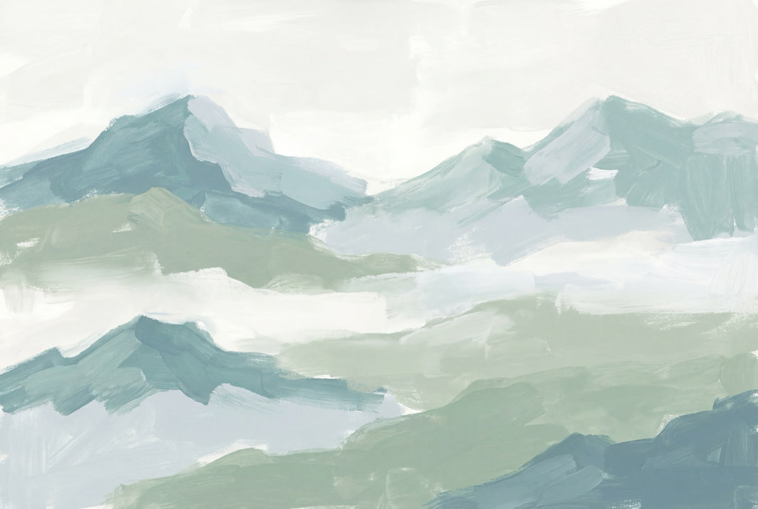 Abstract Landscape Wallpaper Mountains Removable Misty Wall Decor pattern artwork