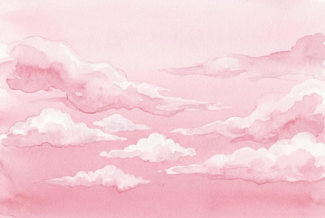 Pink Watercolor Wallpaper Clouds Removable Sky Wall Decor pattern artwork