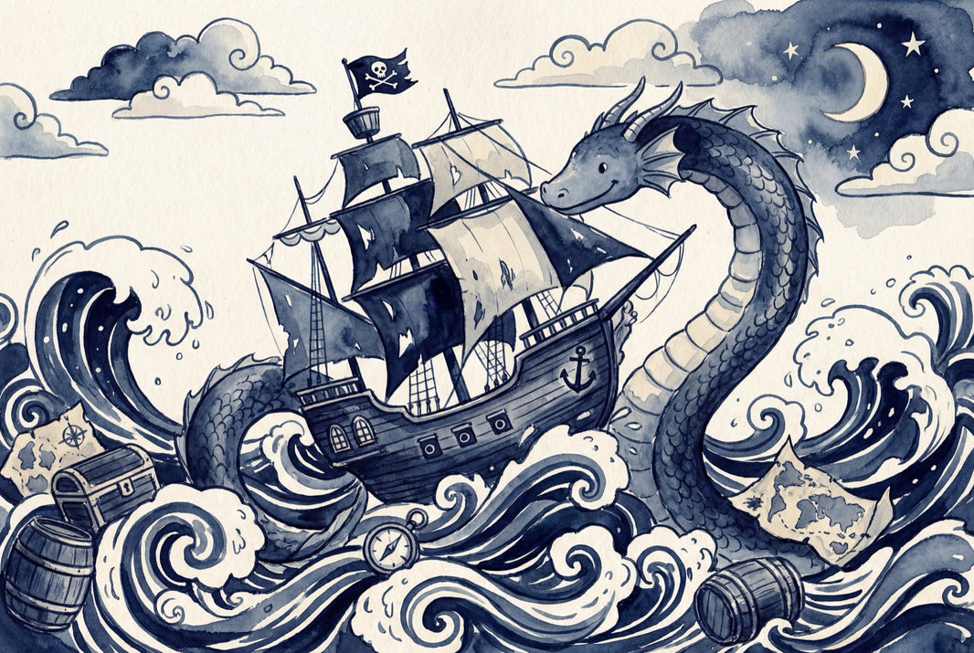 Pirate Ship Wallpaper Nautical Sea Serpent Wall Mural pattern artwork