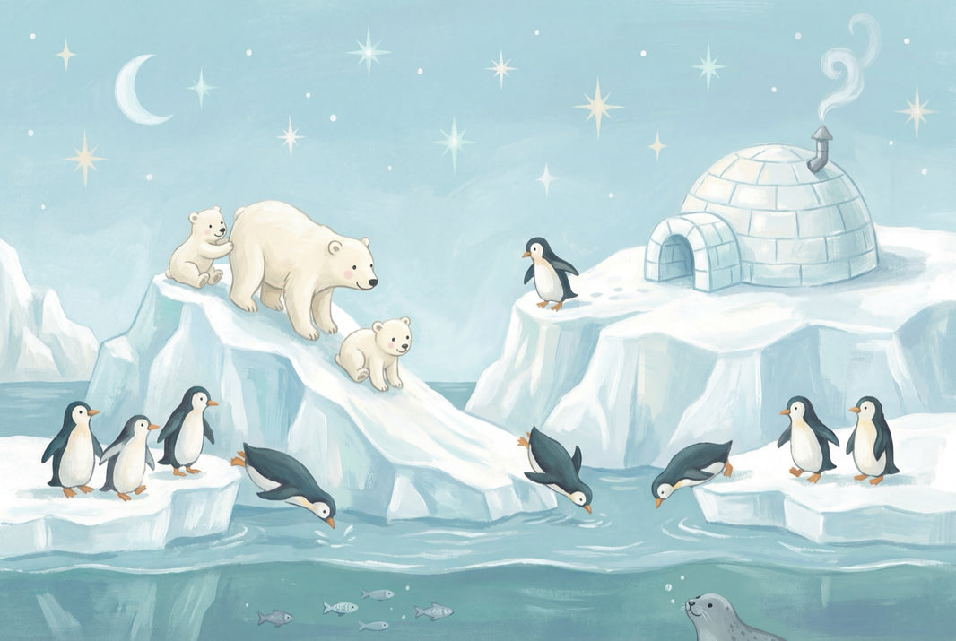 Polar Bear Wallpaper Penguins Arctic Wall Mural pattern artwork