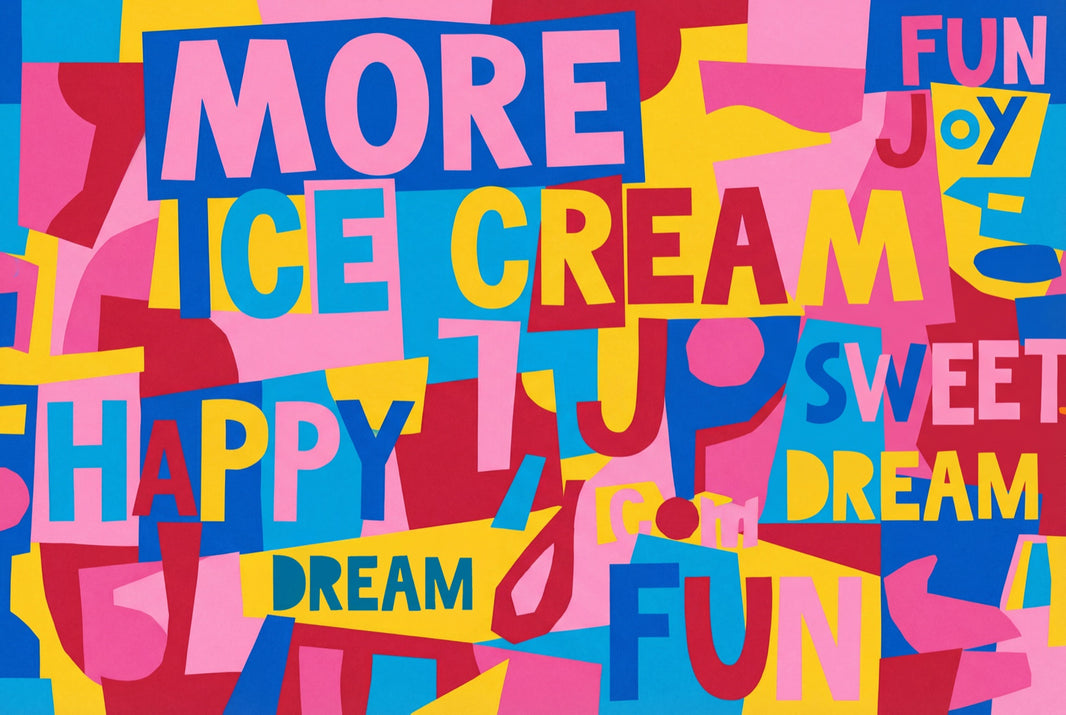 Typography Wallpaper Pop Art Colorful Collage Wall Mural pattern artwork