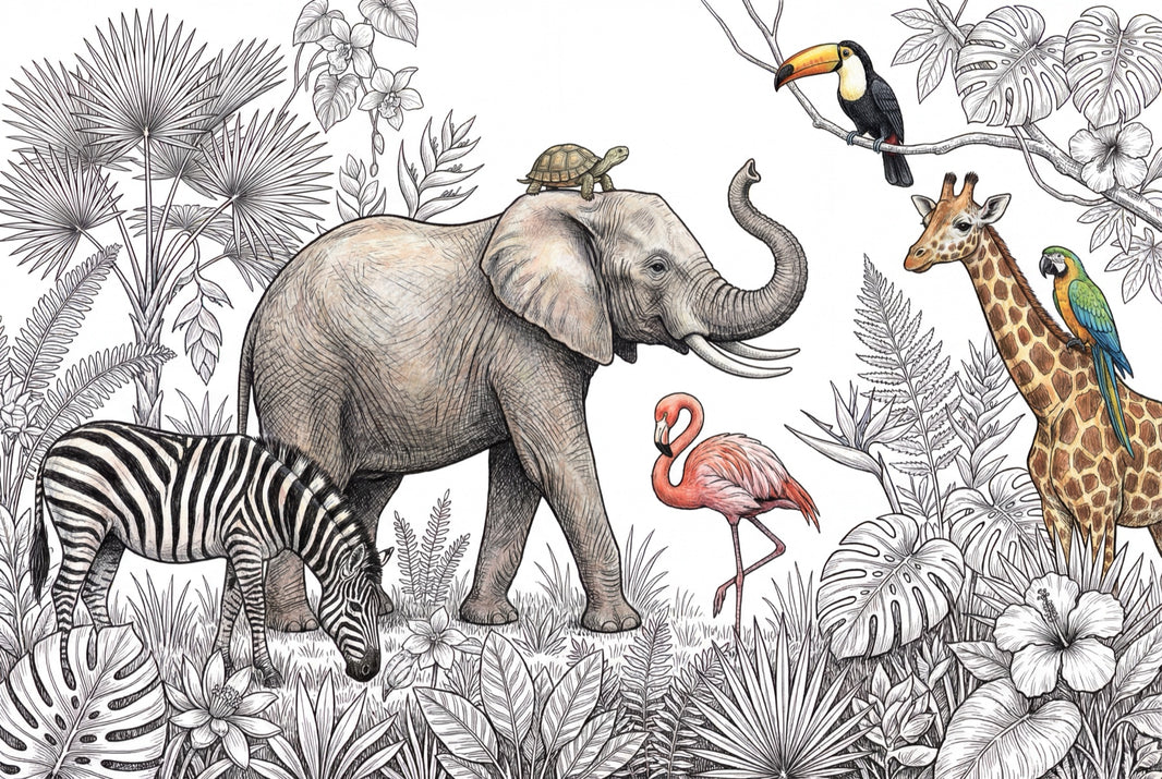 Tropical Wallpaper Jungle Removable Wildlife Wall Decor pattern artwork