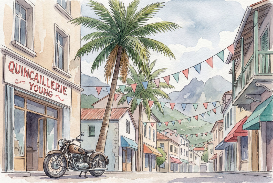 Mediterranean Street Wallpaper Watercolor Palm Tree Wall Mural pattern artwork