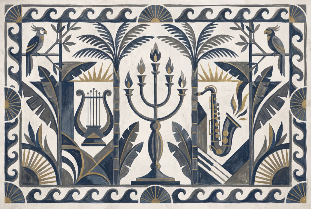 Art Deco Wallpaper Tropical Foliage Parrots Removable Wall Decor pattern artwork