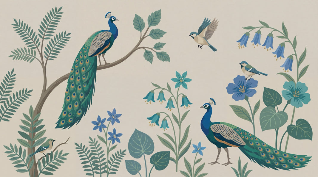 Peacock Wallpaper Botanical Birds Wall Mural pattern artwork