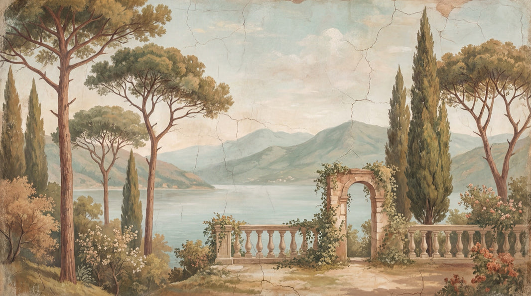 Mediterranean Landscape Wallpaper Italian Villa Terrace Romantic Classic Mural Removable Wall Decor pattern artwork