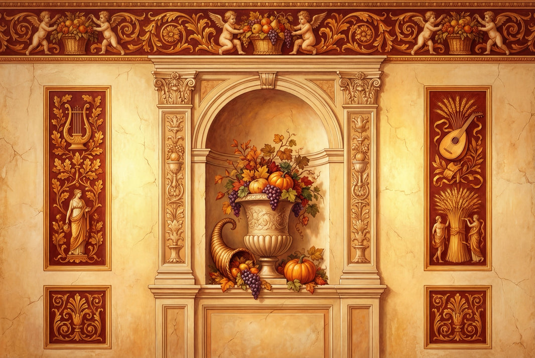 Classical Fresco Wallpaper Roman Niche Harvest Still Life Removable Wall Decor pattern artwork