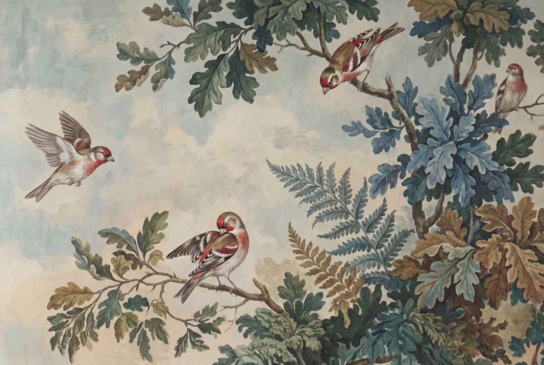 Vintage Wallpaper Botanical Birds Removable Wall Decor pattern artwork