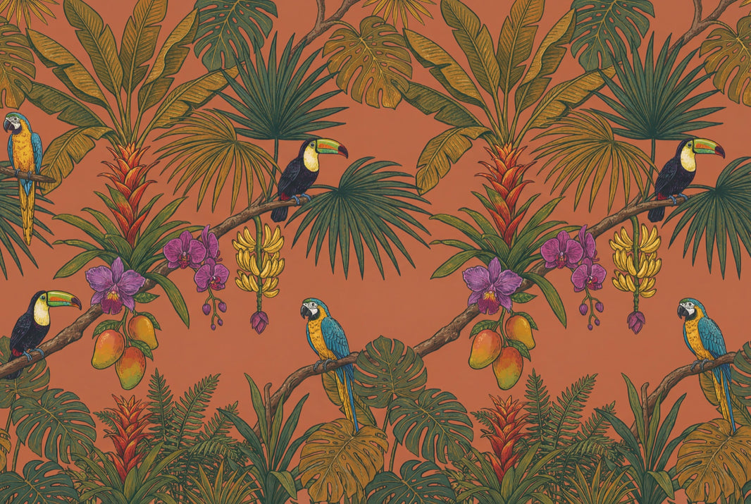 Vintage Tropical Wallpaper Jungle Botanical Removable Wall Decor pattern artwork