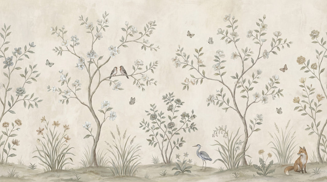 Vintage Wallpaper Birds Nature Removable Wall Decor pattern artwork