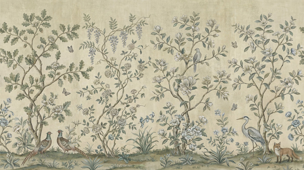 Floral Wallpaper Birds Chinoiserie Wall Mural pattern artwork