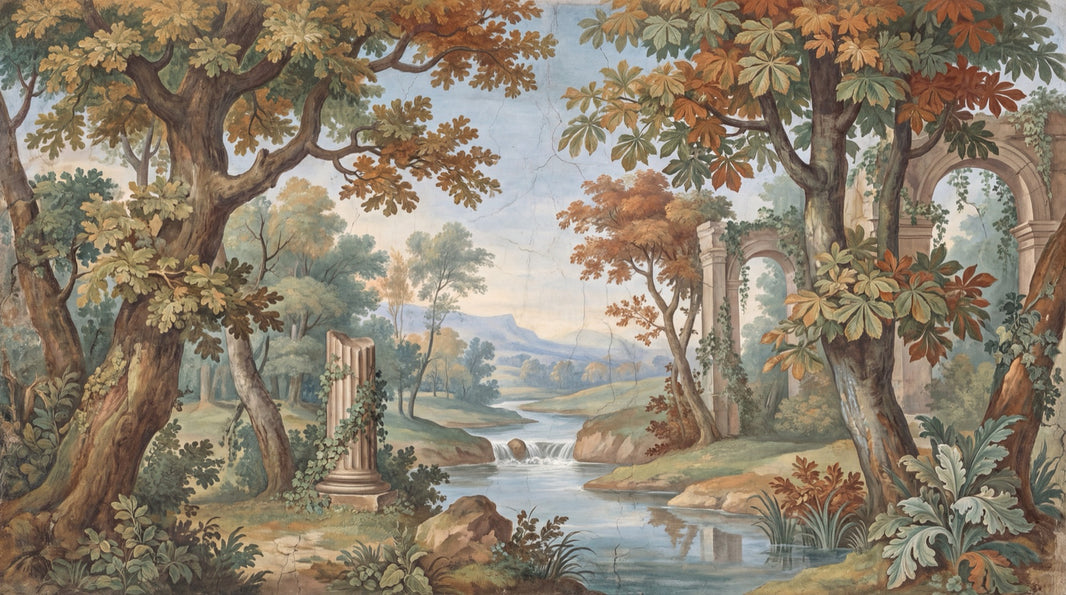 Landscape Mural Wallpaper Classical Ruins Removable River Wall Decor pattern artwork