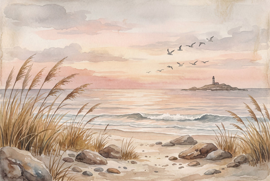 Coastal Wallpaper Beach Dunes Removable Lighthouse Wall Decor pattern artwork