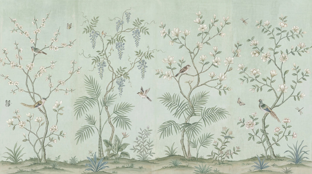 Floral Wallpaper Birds Traditional Wall Mural pattern artwork