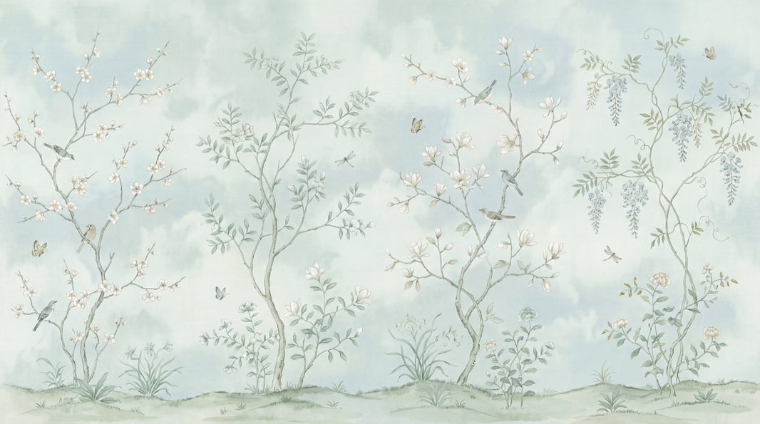 Floral Wallpaper Birds Vintage Wall Mural pattern artwork