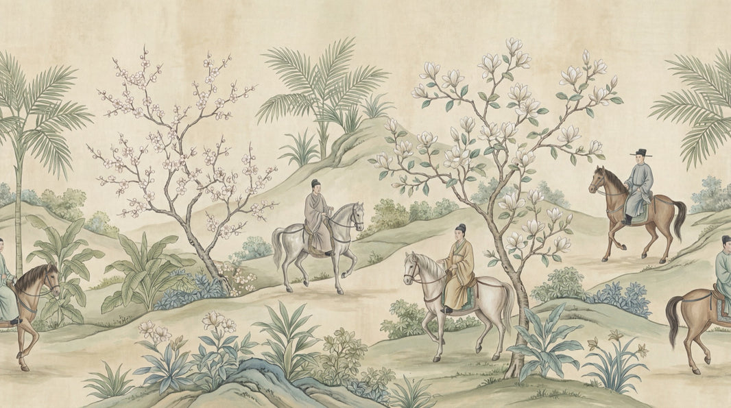Chinoiserie Landscape Wallpaper Serene Natural Wall Mural pattern artwork