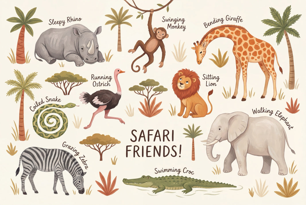 Safari Wallpaper Savanna Removable Kids Nursery Wall Decor pattern artwork