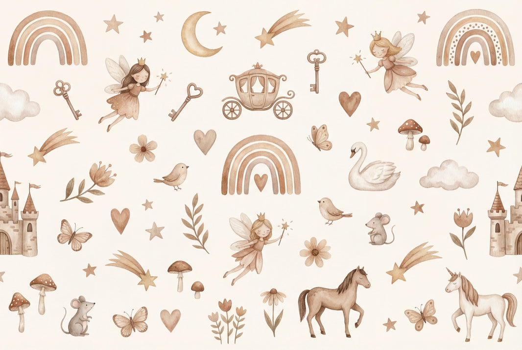 Fairytale Wallpaper Watercolor Removable Nursery Wall Decor pattern artwork