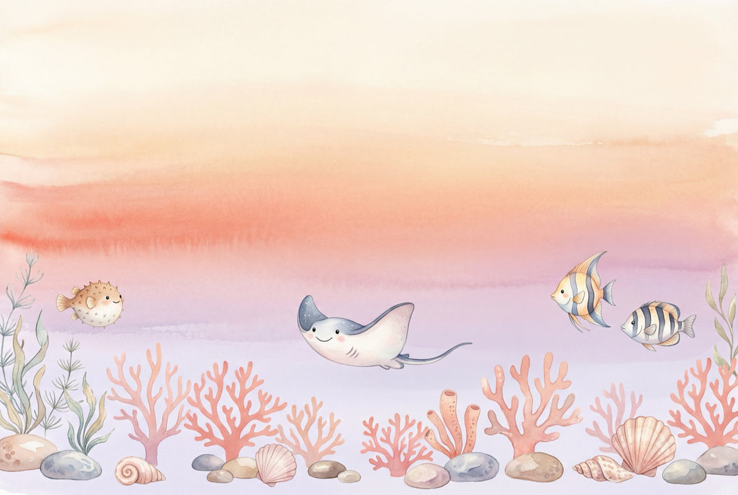Underwater Wallpaper Ocean Watercolor Removable Wall Decor pattern artwork