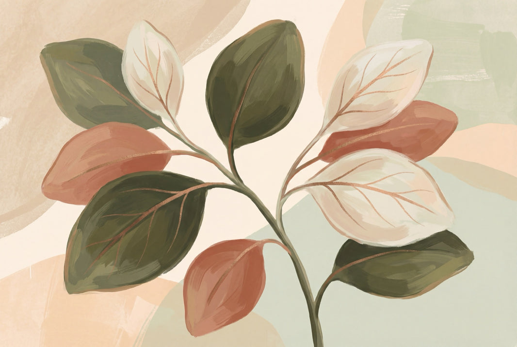 Botanical Leaves Wallpaper Modern Floral Abstract Watercolor Background Removable Wall Decor pattern artwork