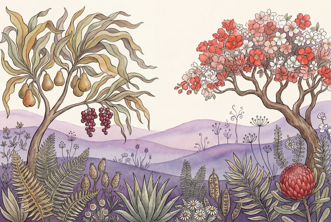 Botanical Wallpaper Floral Landscape Watercolor Illustration Wall Mural pattern artwork