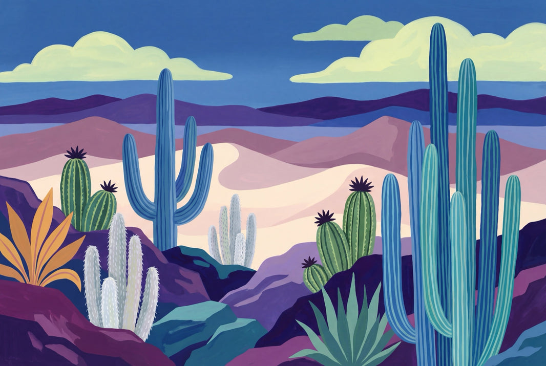 Desert Landscape Wallpaper Cacti Southwestern Removable Wall Decor pattern artwork