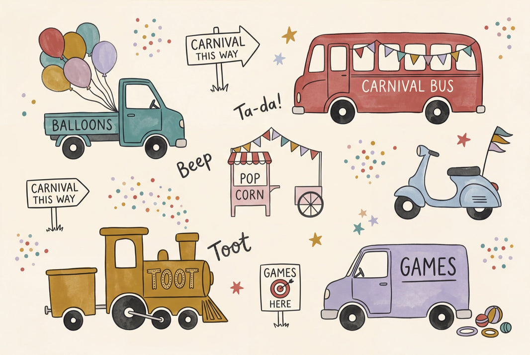 Carnival Wallpaper Kids Wallpaper Removable Vehicles Wall Decor pattern artwork