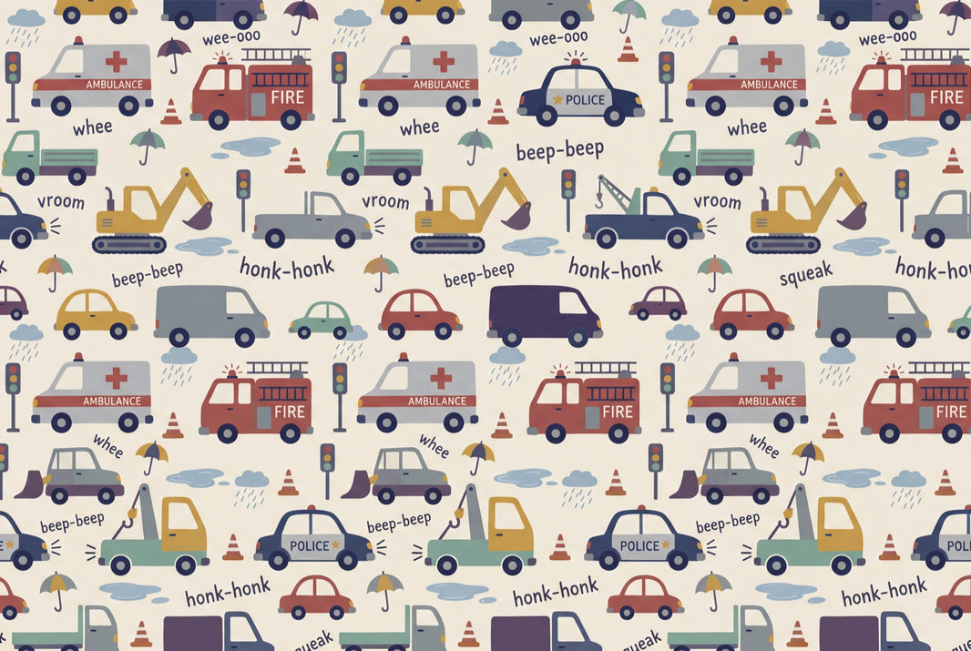 Kids Wallpaper Vehicles Traffic Removable Wall Decor pattern artwork
