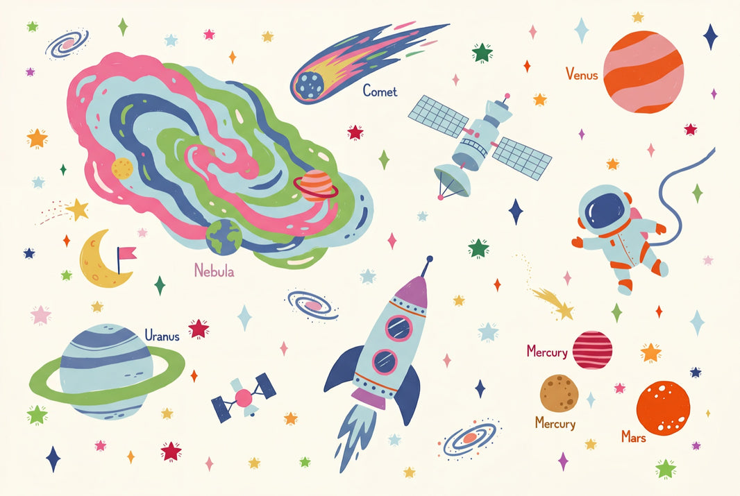 White Background Wallpaper Astronaut Floating Removable Wall Decor pattern artwork