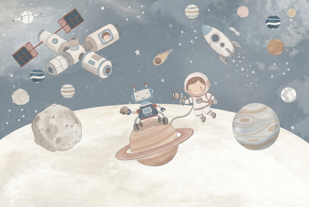 Astronaut Floating Wallpaper Space Explorer Galaxy Wall Mural pattern artwork