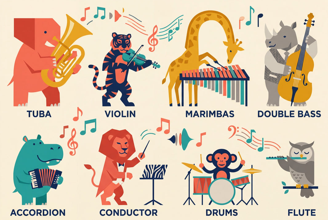 Animal Band Wallpaper Music Playful Removable Wall Decor pattern artwork