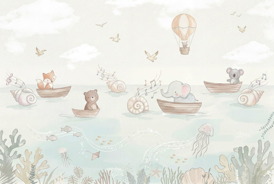 Cloudy Sky Wallpaper Hot Air Balloon Cloudy Sky Wall Mural pattern artwork