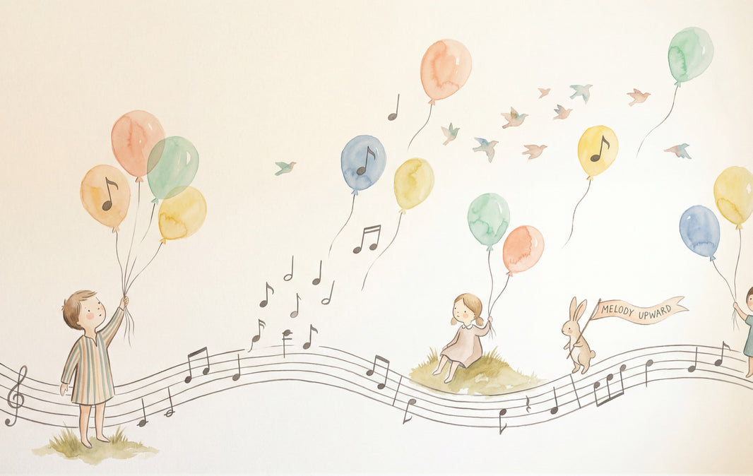 Pastel Balloons Wallpaper Musical Notes Removable Whimsical Nursery Wall Decor pattern artwork