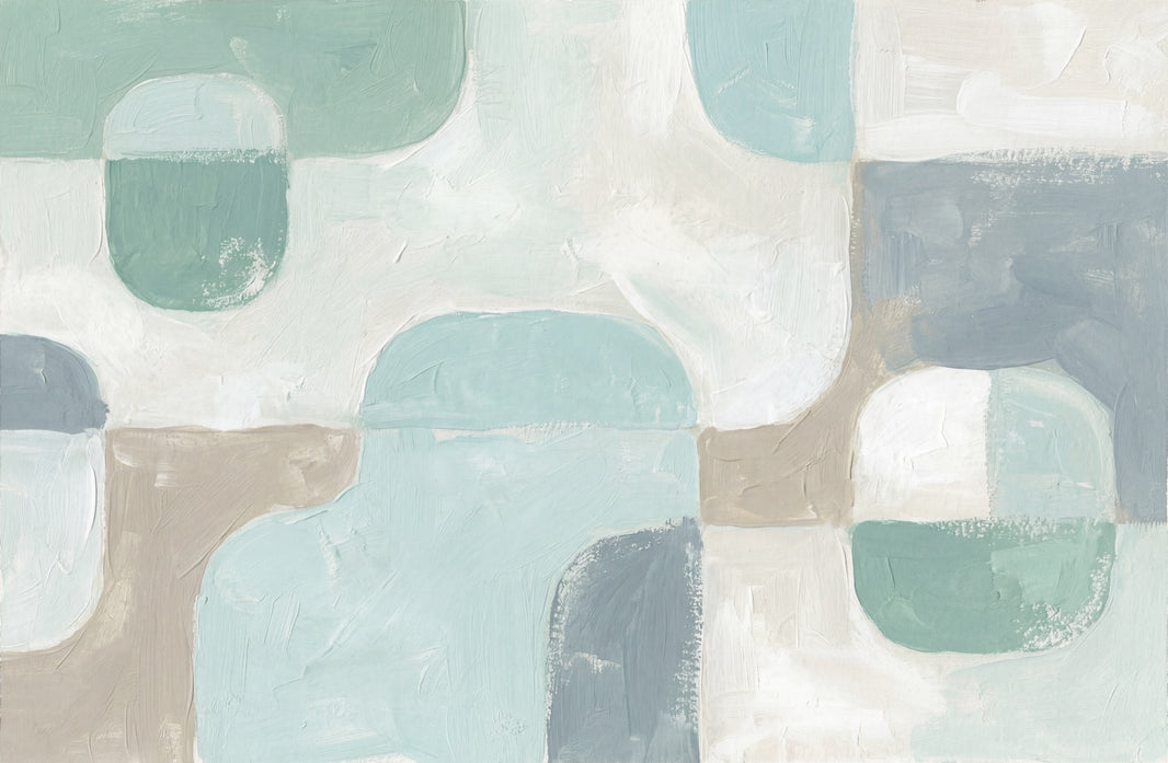 Abstract Wallpaper Geometric Shapes Soft Pastel Blue Wall Mural pattern artwork
