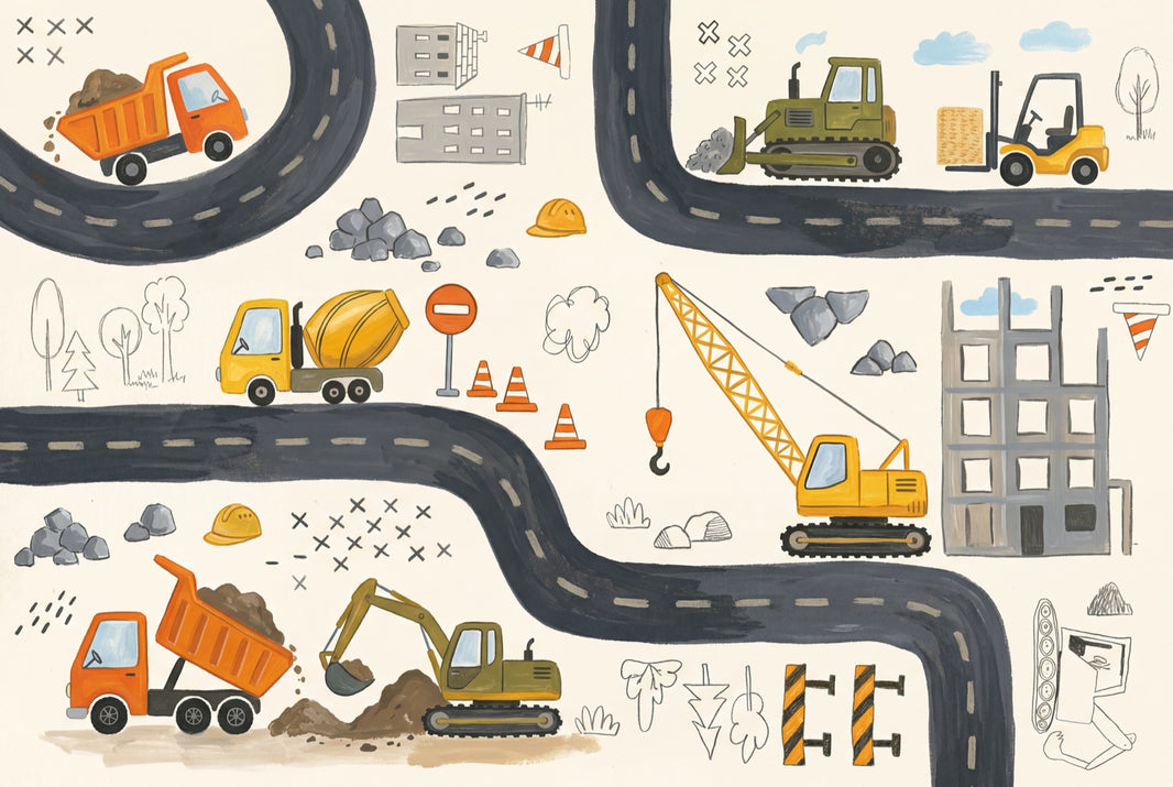 Construction Site Wallpaper Kids Wallpaper Removable Winding Road Wall Decor pattern artwork