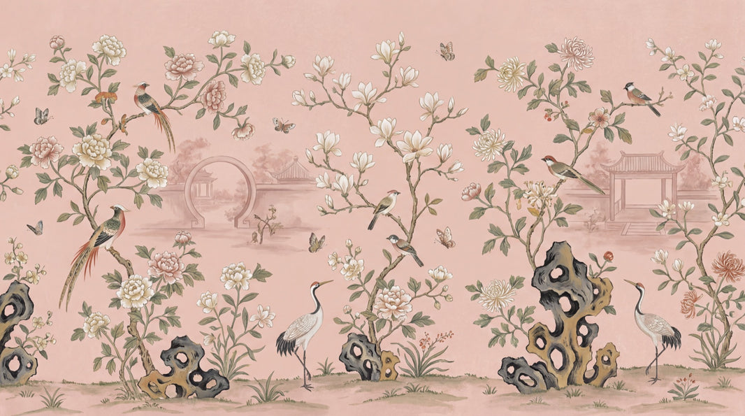 Oriental Wallpaper Birds Floral Wall Mural pattern artwork