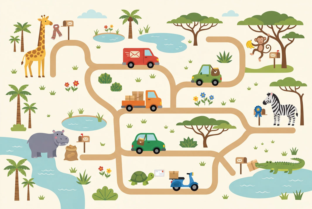 Cartoon Map Wallpaper Bright Safari Removable Wall Decor pattern artwork